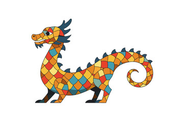 Patchwork Dragon Illustration for Childrens Books.