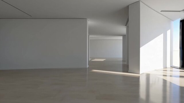 empty contemporary living space without furniture presented through computer generated ry