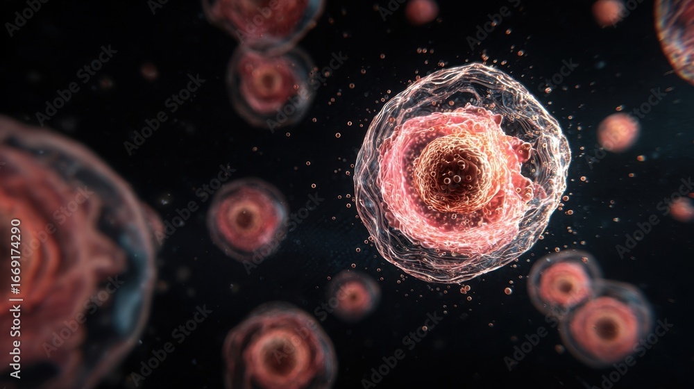 Aufkleber 3d microscopic visualization of autophagosome maturation capturing the engulfing and encapsulation o