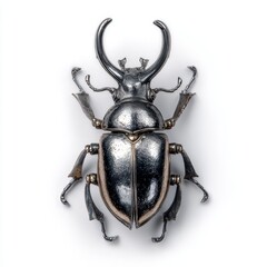 A silver bug with a gold heart on its back