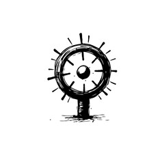 Obraz premium A unique hand-drawn artistic symbol with radiating lines surrounding a central sphere evoking