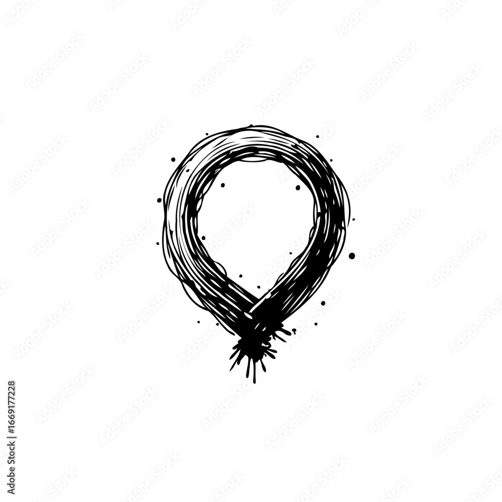 Poster abstract loop drawing with bold strokes depicts infinity symbol concept in minimalist style