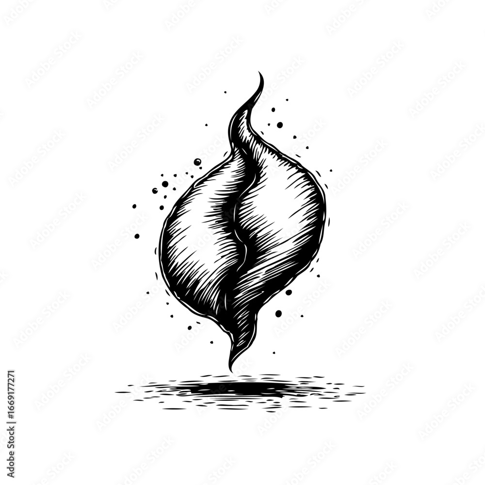 Poster abstract monochrome rendering of a unique form depicting organic flowing elements evoking