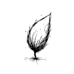 Abstract monochromatic botanical sketch a delicate leaf illustration artistic creation