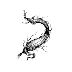 Abstract monochrome swirling element, delicate lines flowing with artistic expression creates a