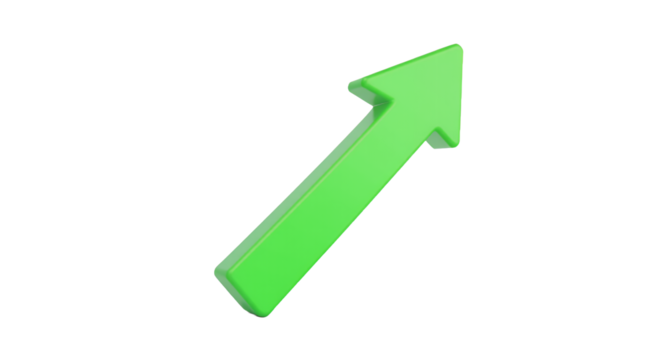 Green Upward Arrow, Symbol of Growth, Progress, Success, and Achievement