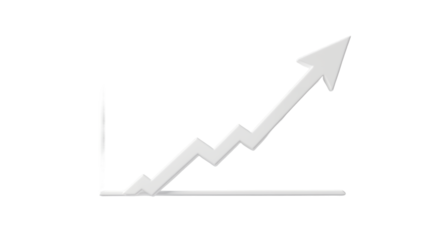 Growth Arrow Indicating Rise, Financial Chart, Increasing Trend on White Background