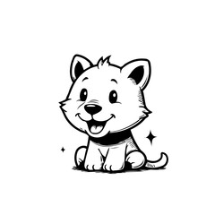 Adorable playful puppy illustration radiates charm with its gleeful expression on a white backdrop