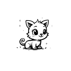 Charming feline friend whimsical illustration cute kitty design adorable kitten vector happy pet