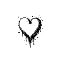 Distressed Heart Symbol with Dripping Paint Illustrating Vulnerability and Emotional Turmoil