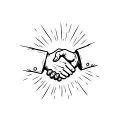 Drawn handshake illustration symbolizing partnership agreement success collaboration unity