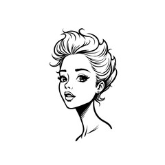 Elegant female portrait drawing with flowing hair showcases artistic skill and expressive