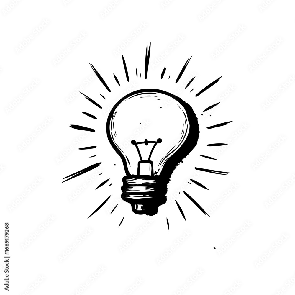 Aufkleber emanating innovation a captivating representation of a luminous light bulb with sharp radiating