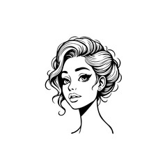 Elegant woman portrait with wavy hairstyle in black and white evoking glamour and beauty with