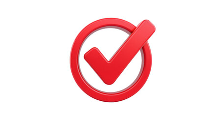 Red check mark icon on white background