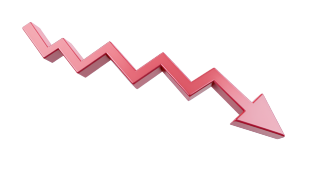 Red Decreasing Zigzag Arrow - Economic Downturn, Declining Trend