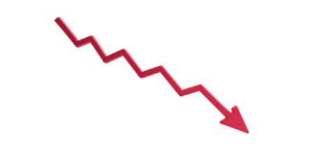 Red Downward Arrow Indicating Decline, Decrease, Failure