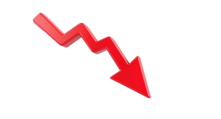 Red Downward Arrow on Black Background Financial Decline Concept