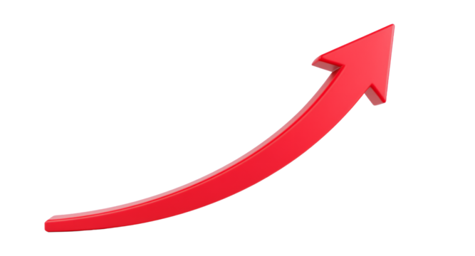 Red Upward Arrow on Black Background