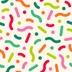 Colorful confetti seamless pattern design for christmas and new year celebration.