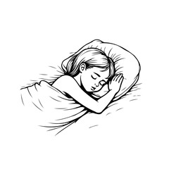 Illustration of peaceful slumber a young girl resting soundly on a soft pillow enjoying sweet