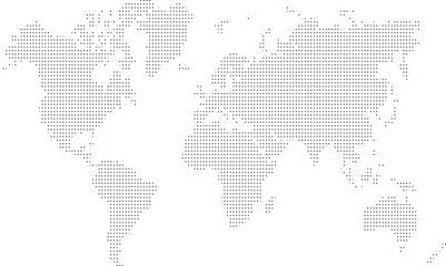 Mosaic World Map Dotted Pixelated Appearance