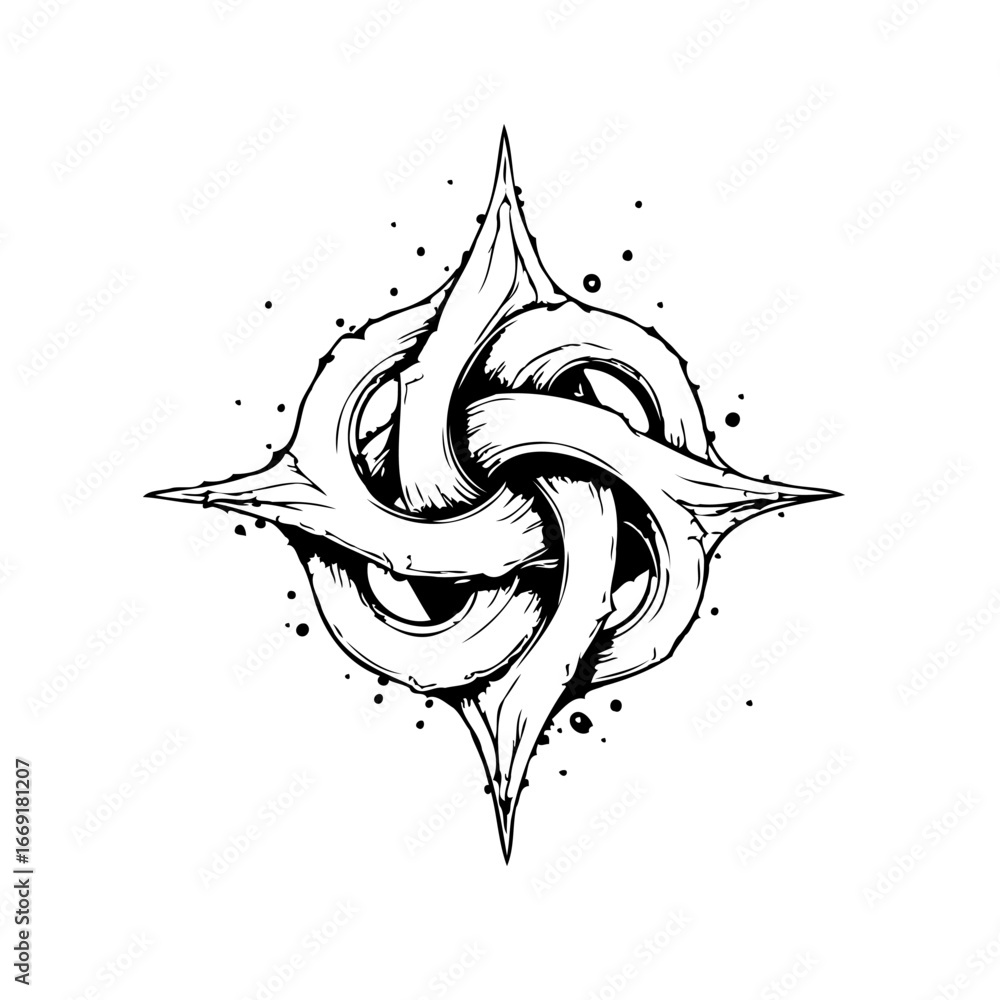 Aufkleber intricate symmetrical abstract symbol with interwoven elements creating a unique artistic