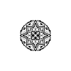 Intricate symmetrical ornament: A captivating circular design featuring unique floral elements