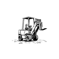 Isolated forklift vector illustration depicting heavy machinery vehicle used for materials