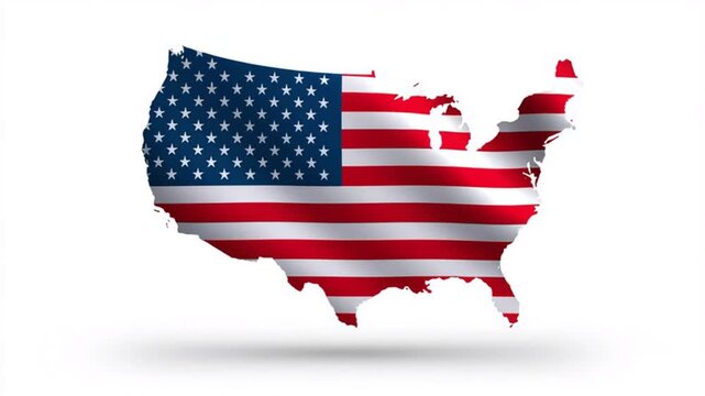 A flag of America is shown on a map of the country