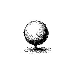 Monochrome sphere tree illustration conveying peacefulness through its detailed line work and