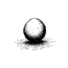 Monochrome sphere with crosshatching creating dimensional and textural rendering against a