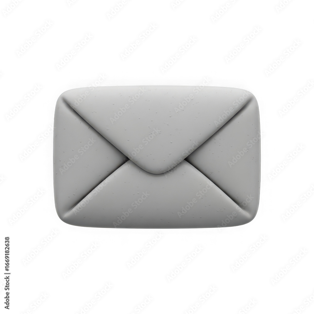 Poster 3d icon of a simple gray envelope isolated on transparent background