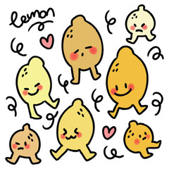Funny Lemon Fruit Mascot Illustration Set
