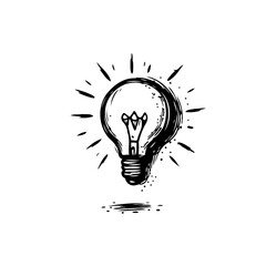 Sketch of incandescent light bulb radiating brilliance represents innovative solutions and