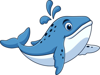 Whale cartoon splashing water