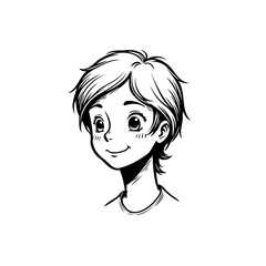 Stylized drawing of a young character with simple facial features showcasing unique artistic