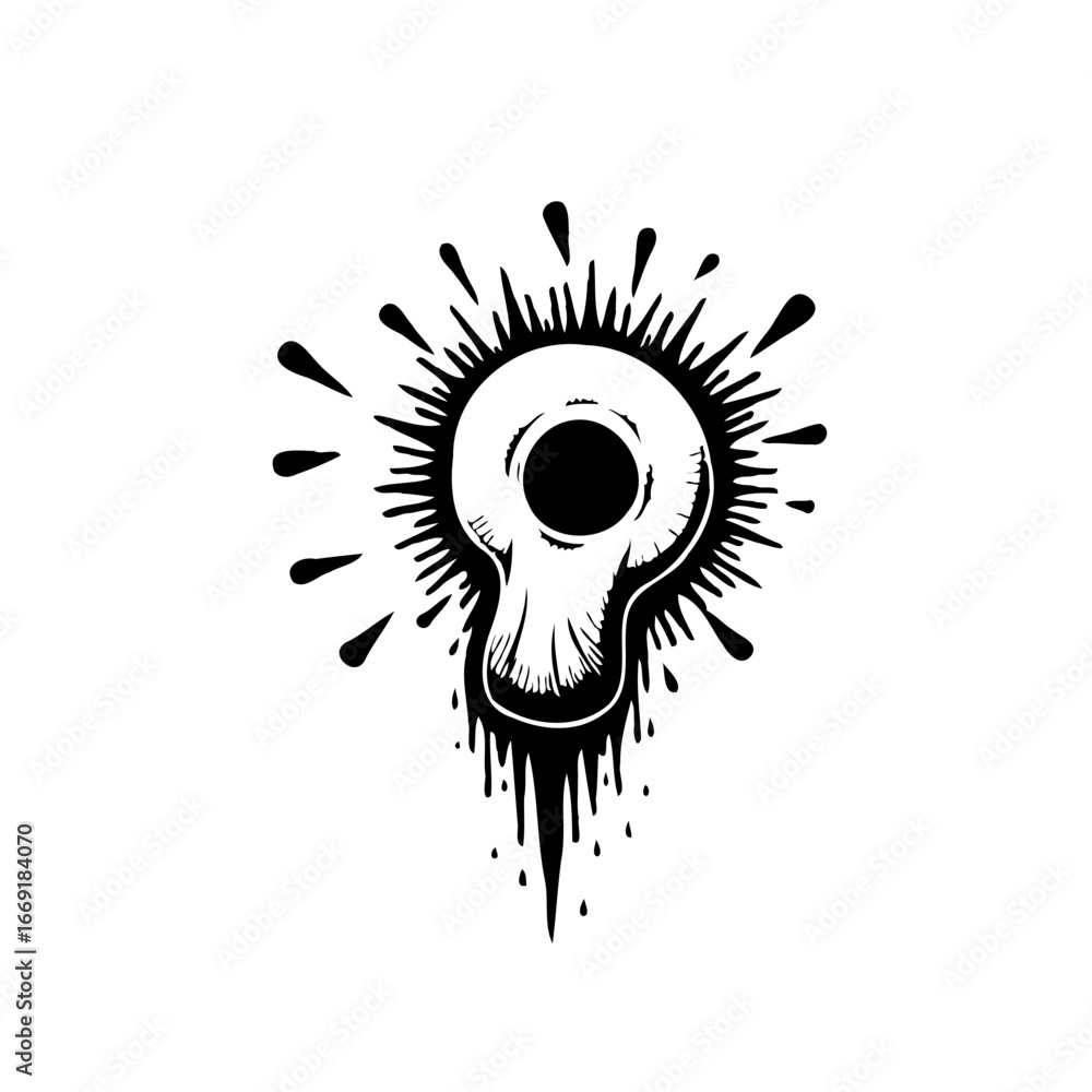 Poster stylized keyhole with radiating streaks creating a burst of visual energy and abstract appeal in