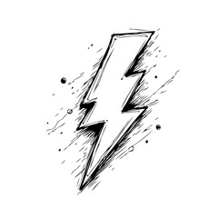 Stylized lightning bolt sketch showcasing powerful energy and natural electricity phenomenon