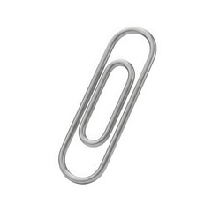 3d icon of single silver metal paperclip isolated on transparent background, a common office supply for organizing documents