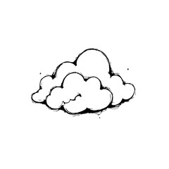 Stylized single cloud illustration depicting atmosphere creation and dreamlike state on clear