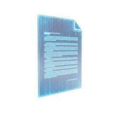 3d icon of digital document with binary code overlay isolated on transparent background