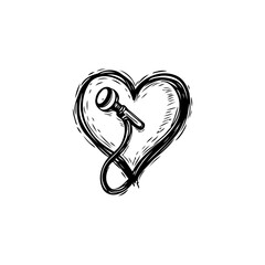 Vocal harmony a microphone embracing a heart symbol illustration that embodies musical affection