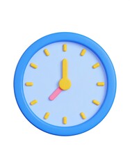 Blue Clock, 3D Render, White Background
