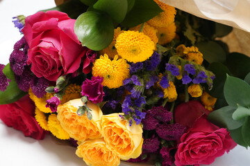 bouquet of colorful roses