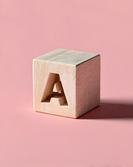 Minimalist Wooden Letter A Block on Soft Pink Background , Clean Composition.
Modern pastel concept for design, branding, and childhood learning themes.