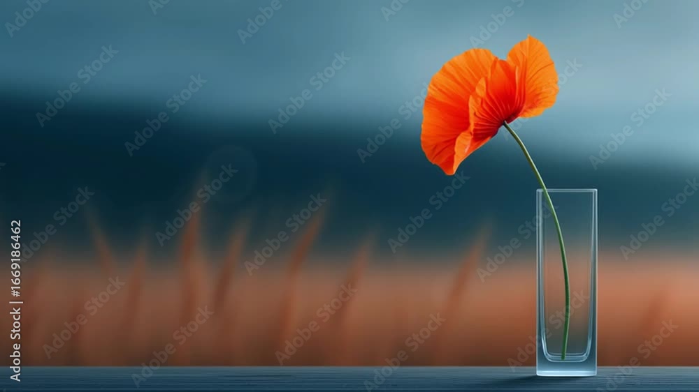 Canvas Prints a vase with a single red flower in it. the flower is the main focus of the image, and it is surround