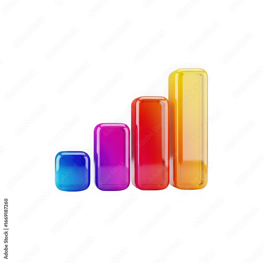 Aufkleber 3d icon of colorful gradient bar graph segments showing an upward trend, isolated on transparent bac