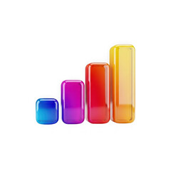 3d icon of colorful gradient bar graph segments showing an upward trend, isolated on transparent background