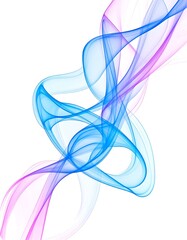 Naklejka premium Abstract swirling blue pink lines, white background